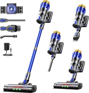 $190 Cordless Vacuum Cleaner, 650W 55KPa Powerful Suction, 70Mins Self-Standing Stick Vacuum with Anti-Tangle Brush, Touch Screen & 1.8L Dust Cup, Vacuum Cleaners for Home, Pet Hair, Carpets & Hard Floors