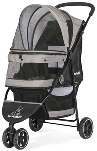 ROODO Escort 3 Wheel Dog Cat Pet Stroller for SmallMedium Dogs Cats Best Lightweight Foldable Portable Compact Jogger All Terrain Travel Pet Gear System Puppy Doggie Bunny Kitty Stroller(Grey)