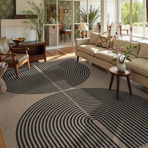 $200 Lahome Modern Rainbow Easy Jute 8x10 Rug, Black Rugs for Living Room Rugs