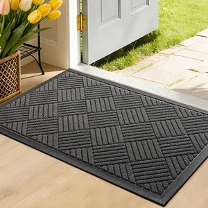 Front Door Mat, Heavy Duty Non-Slip Doormat 29.5x17, Grey