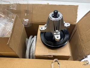 Lawnmower deck, rebuild kit, unknown model. Two spindles included and belt.