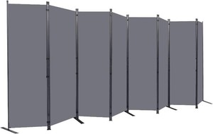 $133 Room Divider 8 Panel-176Wide,6FT Room Dividers and Folding Privacy Screen Grey 8 Panel-176W