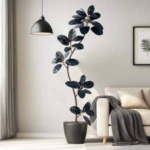 Bailikang 6ft Artificial Rubber Tree Faux Plants Indoor Faux Floor Artificial Trees Indoor,Fake Plant Fake Tropical Plants,Large Floor,Real Touch Rubber Tree for Home Decor 6ft Purple