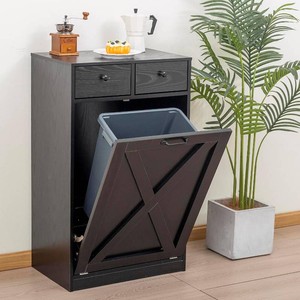 13 Gallons Tilt Out Trash Cabinet, Black
