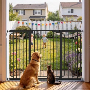 $204 Cumbor 36 Extra Tall Baby Gate, 30.4-56.8 Extra Wide Dog Gate Black