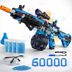 Electric Gel Ball Blaster, High Speed Automatic Splatter Ball Blaster with 60000 and Goggles, JIFTOK Rechargeable Splatter Ball Toys for Outdoor Activities Shooting Game Party Favors-Blue Black