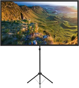 Projector Screen with Stand, 100 Inch Outdoor Projection Screen 169 and Tripod Stand, Portable Projector Screen, 1.2 Gain, Lightweight and Compact, Easy Setup, Idea for Home Cinema, Backyard Party.
