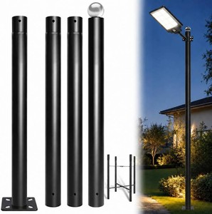 Street Light Pole 13ft Tall, Heavy Duty Q235 Galvanized Steel Outdoor Light Post for Solar Street Lights & Area Lighting, 7.8 Inch Reinforced Base