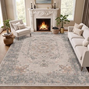 RUGIXE 8 x 10 ft GrayTaupe Vintage Persian Washable Living Room Area Rug