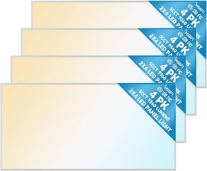 $189 2x4 LED Flat Panel Light 4-Pack, Drop Ceiling Fixture, 5 Wattage Selectable (30W40W50W60W72W), 5 CCT (3000K-6500K), 0-10V Dimmable, ETLDLC Listed for Office & Kitchen