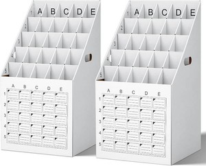 Menkxi 2 Pack 25 Slot Roll File Holder Vertical Blueprint Storage Organizer Corrugated Cardboard Roll File Cabinet Box with Labeling Grid for Office School Poster Map Gift Wrap Architectural Home