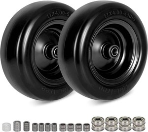 11x4.00-5 Lawn Mower Tires Flat Free and Wheel, 2Pack
