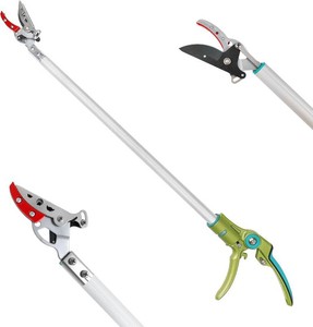 GARTOL 32 Inch Cut and Hold Pole Pruner - Lightweight Long Reach Tree Trimmer with Snip and Grip Technology, 12 Inch Cutting Capacity, One-Hand Use Fruit Picker for Roses, Persimmons & Tall Branches