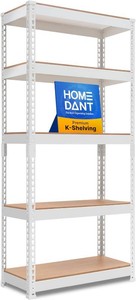 HOMEDANT White 28 W 5 Tier Storage Shelves Garage Shelving Unit Metal