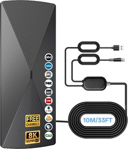 2026 TV Antenna Indoor, 33FT Cable 8K 4K 1080p Local Channels, 5000 Mile Reception, Weather Resistant Portable