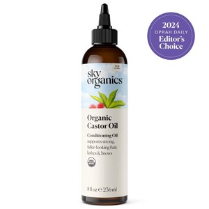 Sky Organics Organic Castor Oil, 100% Pure, Hexane Free, Cold-Pressed to Support Stronger, Fuller-Looking Hair, Eyelashes & Eyebrows,Good for Castor Packs, Navel Oiling, Carrier Oil Use, 8 fl oz