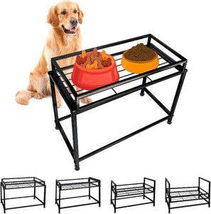 Lifted DogCat Bowl Stand, Raised Dog Bowl Holder for Existing Bowls, 4 Adjustable Heights for Puppy, Small, Medium and Large Size Dogs.