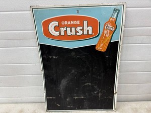 Vintage Orange Crush tin litho chalkboard menu board sign