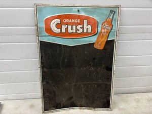 Vintage Orange Crush tin litho chalkboard menu board sign