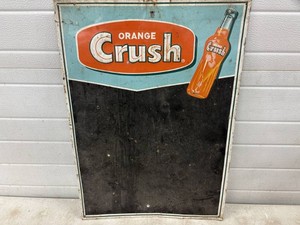 Vintage Orange Crush tin litho chalkboard menu board sign