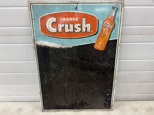 Vintage Orange Crush tin litho chalkboard menu board sign