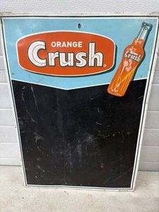 Vintage Orange Crush tin litho chalkboard menu board sign