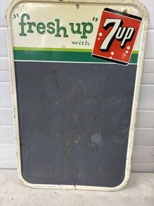 Vintage 7up Fresh up tin litho chalkboard menu board sign