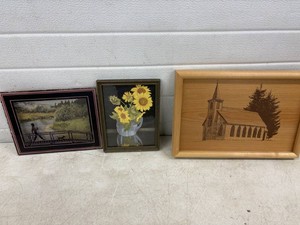 Advertising Shadow Box, Vintage Picture and Church Wood Dcor