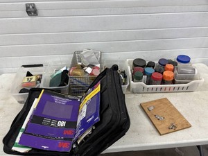 Hardware lot with nails screws and sandpaper