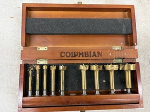 Columbian titanium-coated Forstner drill bits with case
