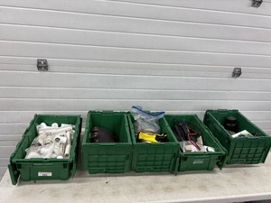 5 Green Totes with Assorted Items See Pics