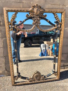 Large Ornate Gold Toned Mirror-Second in set of 2
