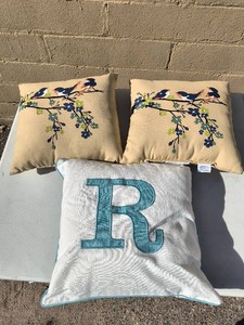Decorative pillows-Birds and Monogram R