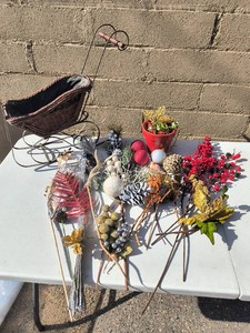 Floral Stems and Small Decorative Sleigh