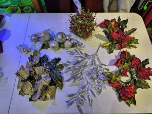 Christmas Greenery Lot-Candle Rings-Mistletoe-Spray