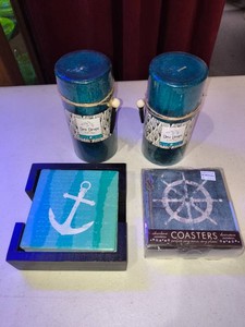 Sailers Delight Coasters & Candles-Lot of 4