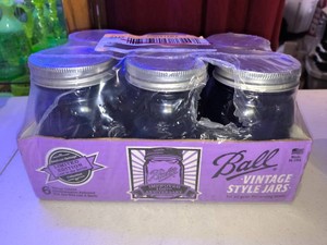 VINTAGE STYLE Purple Ball Mason Jars - 1 Pack of 6