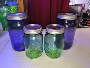 BALL Mason Jars - Lot of 4-Purple & Green