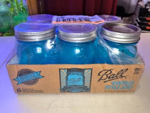 Vintage Style Ball Mason Jars(6)- Color Blue - New in package