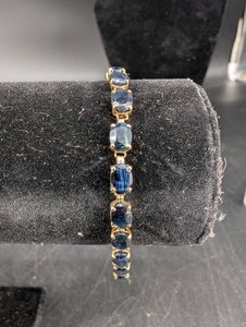 14k Blue Stone Link Bracelet - 9.26g