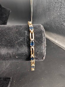 14K Gold Blue Topaz & Diamond Bracelet