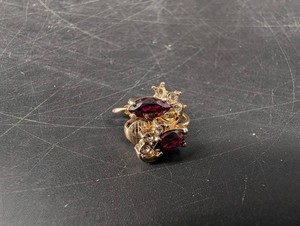 10K Gold Clip-On Red Gemstone Earrings