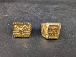 World Series of Poker & Rooster Novelty Rings (Lot of 2)