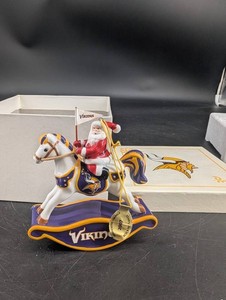 Vintage Minnesota Vikings Santa Rocking Horse Ornament 2007
