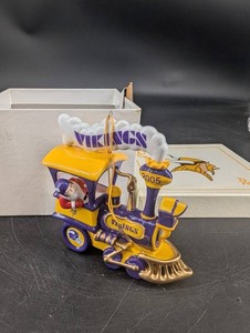 Vintage Minnesota Vikings Train Christmas Ornament 2005 With Box