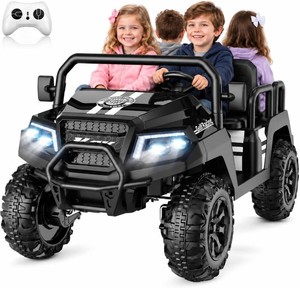 Okay Run 24V Electric Car for Kids, 4 Seater Ride on Car for Age 3-8, Black