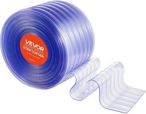 VEVOR Clear PVC Strip Curtain, 150 ft Length x 12 in Width, Ribbed Plastic Door Strip