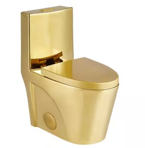 Ultraluxe 12 in. Rough-In 1-Piece 11.6 GPF Dual Flush Elongated Toilet in Shiny Gold Seat Included