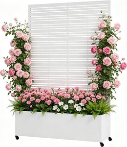 Outdoor Privacy Planters with Trellis, 73 Tall Freestanding Metal Planter Box