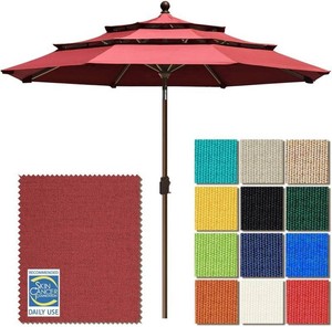 EliteShade USA 10-Year-Non-Fading 11ft 3-Tier Market Patio Umbrella, Commercial